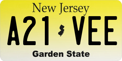 NJ license plate A21VEE