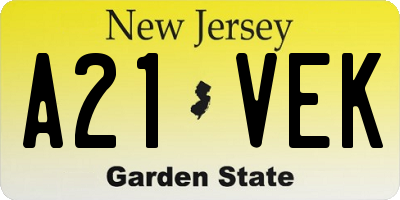 NJ license plate A21VEK