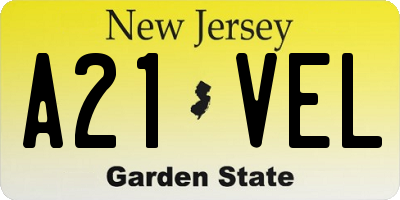 NJ license plate A21VEL