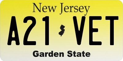 NJ license plate A21VET