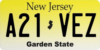 NJ license plate A21VEZ