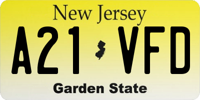 NJ license plate A21VFD