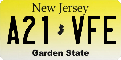 NJ license plate A21VFE