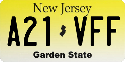 NJ license plate A21VFF