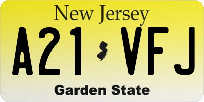 NJ license plate A21VFJ