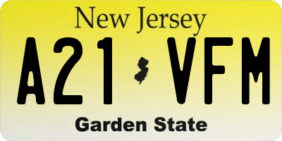 NJ license plate A21VFM