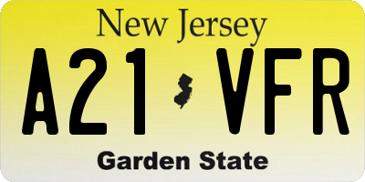 NJ license plate A21VFR
