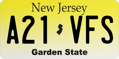 NJ license plate A21VFS