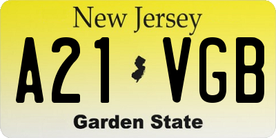 NJ license plate A21VGB