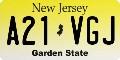 NJ license plate A21VGJ