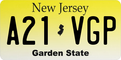 NJ license plate A21VGP