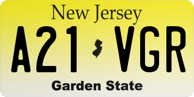 NJ license plate A21VGR