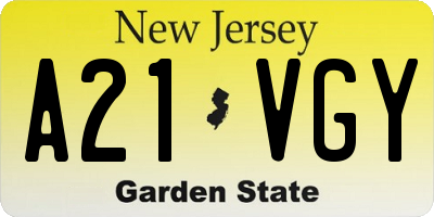 NJ license plate A21VGY