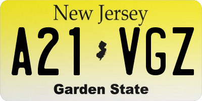 NJ license plate A21VGZ