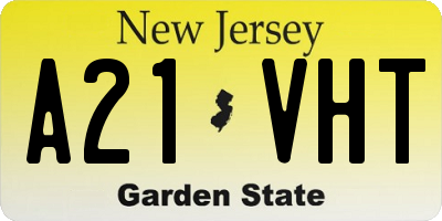 NJ license plate A21VHT