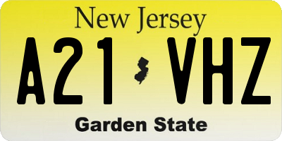 NJ license plate A21VHZ