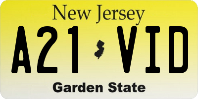 NJ license plate A21VID