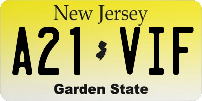 NJ license plate A21VIF