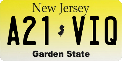 NJ license plate A21VIQ