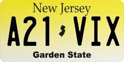 NJ license plate A21VIX