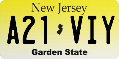 NJ license plate A21VIY