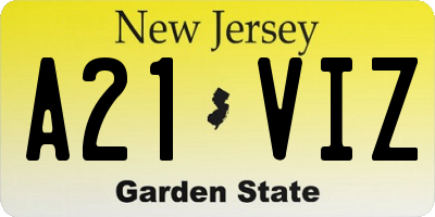 NJ license plate A21VIZ