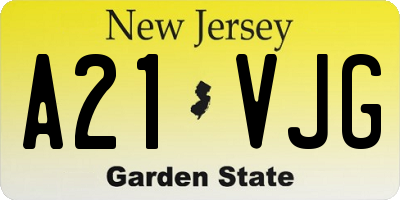 NJ license plate A21VJG