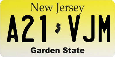 NJ license plate A21VJM