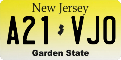 NJ license plate A21VJO