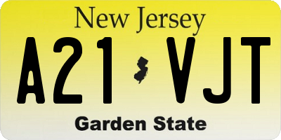 NJ license plate A21VJT
