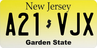 NJ license plate A21VJX
