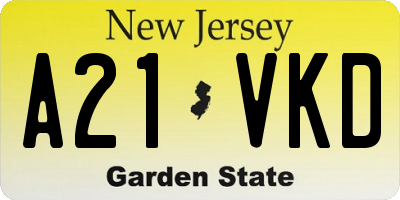 NJ license plate A21VKD