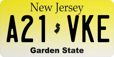 NJ license plate A21VKE