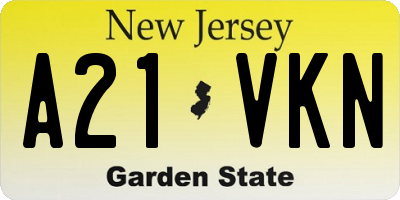 NJ license plate A21VKN