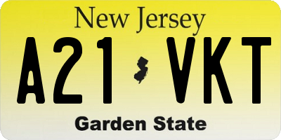 NJ license plate A21VKT