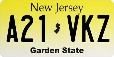 NJ license plate A21VKZ