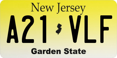 NJ license plate A21VLF