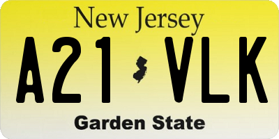 NJ license plate A21VLK