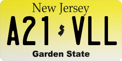 NJ license plate A21VLL