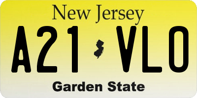 NJ license plate A21VLO