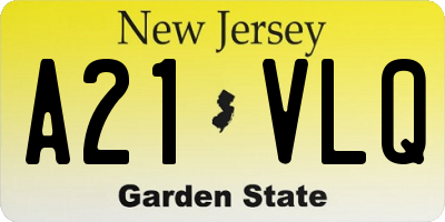NJ license plate A21VLQ