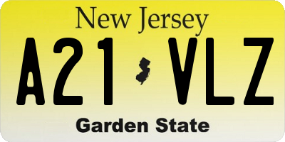NJ license plate A21VLZ