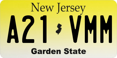 NJ license plate A21VMM