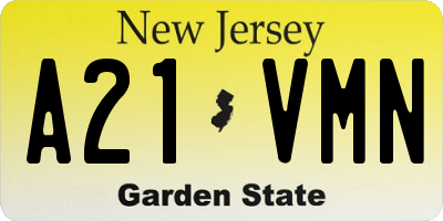 NJ license plate A21VMN