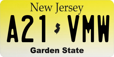 NJ license plate A21VMW