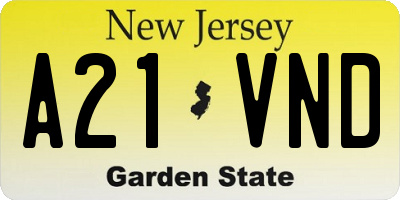 NJ license plate A21VND