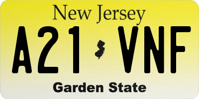 NJ license plate A21VNF