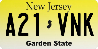 NJ license plate A21VNK