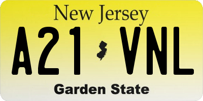 NJ license plate A21VNL