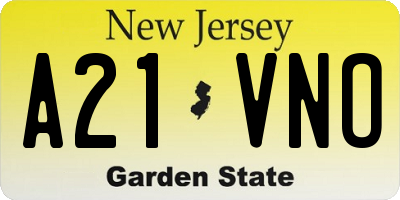 NJ license plate A21VNO